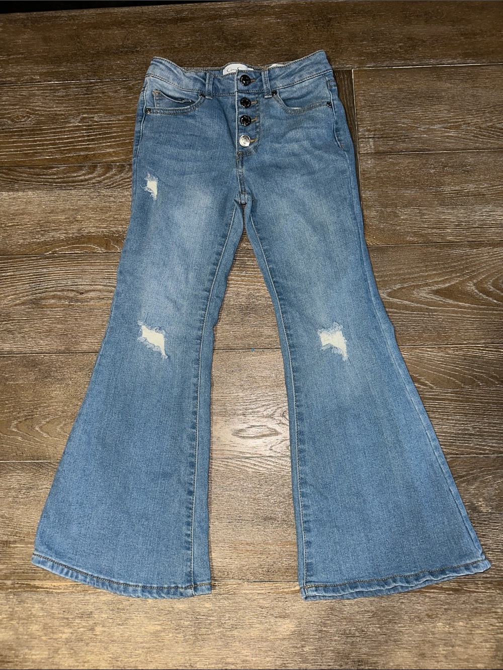 Jessica Simpson Medium Blue Distressed Flared Jeans